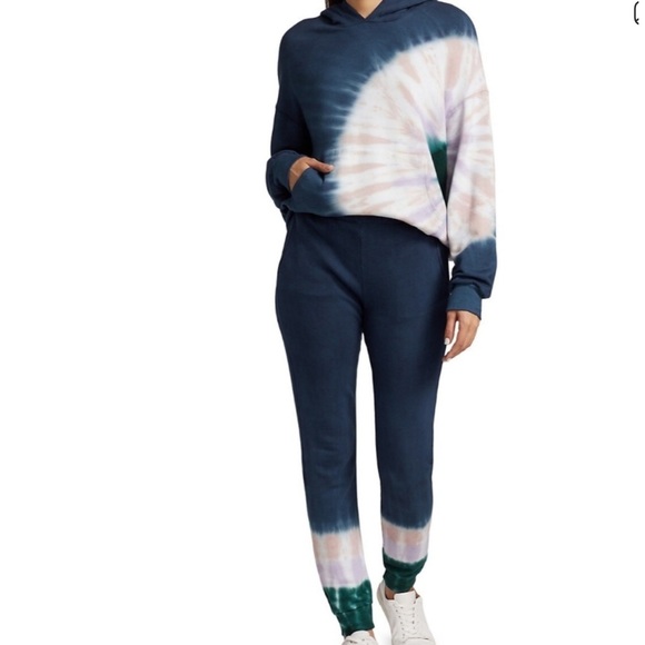 NWT Wildfox Navy Tie-Dye Jogger/hoddie set size XL/XXL - Picture 1 of 15